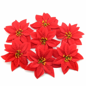 20pcs Artificial Glitter Christmas Flowers / DIY Garlands Xmas Tree Hanging Ornaments / Silk Cloth Simulation Flower Xmas New Year Decor