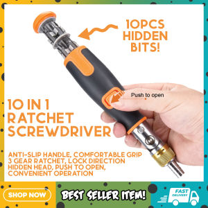 Jonluian Portable 10 In 1 Hidden Bits Multi-angle Ratchet Corner Screwdriver Set(Orange)