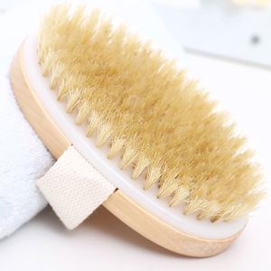 SPA Brush Bathing Brush Dry Skin Body Soft Natural Bristle with Flax Strap Comfortable And Secure Grip for Nice Grip Clean The Skin Deeply
