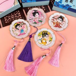 NSONLA Di động Gương cầm tay Phong cách Trung Quốc Bướm Dập nổi Gương mỹ phẩm kim loại Tinh tế Tròn Gương trang điểm bỏ túi Phụ nữ