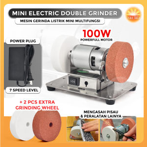 Mini Mesin Gerinda Meja Penggerindaan Kasar dan Halus dengan Roda Gerinda Ganda Penggerindaan dan Pemolesan Listrik Rumah Tangga 100W