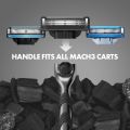 มีดโกนหนวดใหม่ Gillette Mach3 Charcoal Shaving Razor สำหรับผู้ชายพร้อมแถบ Lubrastrip ที่ปรับปรุงใหม่พร้อมสัมผัสของถ่านเพื่อการโกนที่เกลี้ยง. 