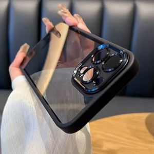 HOCE Luxury Acrylic Camera Lens Protection Case For iPhone 16 15 14 13 12 Pro Max 15 14 Plus Matte Silicone Phone Cases Bumper Clear Back Cover