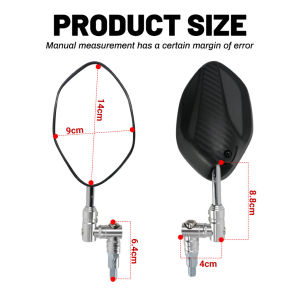 Funtimes Universal Oblong Classic Leaf Style Side Mirror Mechanism Stem Rear View Mirror 2 PCS Cermin Belakang