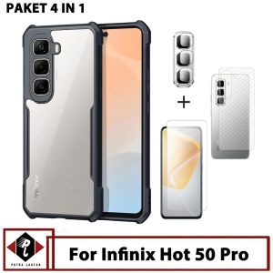 Promo Paket 4in1 Casing Transparan Infinix Hot 50 Pro Free Tempered Glass Layar Camera dan Garskin