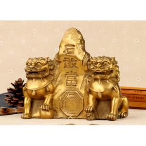 Thái Sơn Nghê bằng đồng thau nặng 1460g cao 17cm phong thủy hóa giải hung khí hóa sát trừ tà