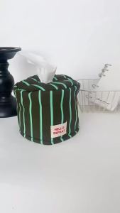 FFBH INS Stripe Tissue Case Cloth Large Capacity Tissue Living Room Paper Holder Kitchen Storage 7P3H9