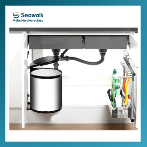 14 Liter Built-In Waste Bin With Stainless Steel Casing/400mm cabinet/Tong Sampah bawah Kaunter Masak Cuci