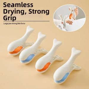 OKDEALS01 2/3pcs Fish Shape Drying Clips Windproof Plastic Laundry Drying Clips Household Use No Trace Quilt Shark Clamps Outdoor Balcony