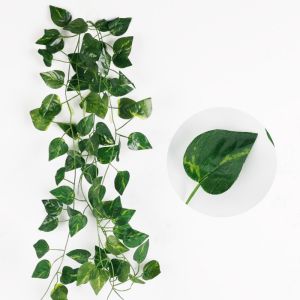10pcs Long Artificial Green Ivy Leaf Garland Plants / Fake Foliage Rattan String /  Plastic Creeper Ivy Wreath Hanging / Artificial Plant Wall Decor / Diy Hanging Garland  Home Decor