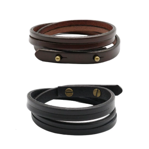 Vintage Double Wrap Leather Bracelet Retro Style Leather Bracelet Elegant Wristband Charm Perfect for Casual Outfits