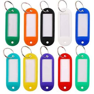 50pcs Colour Plastic Keychain Label ID Name Room Address TEL Number Marker Key Tag With Ring Luggage Office Stationery