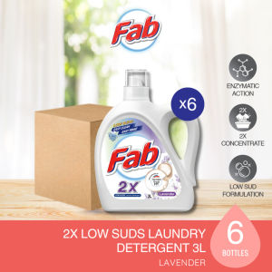 [Carton Deal] Fab 2X LOW SUDS Laundry Detergent Lavender 3L (6 Bottles)
