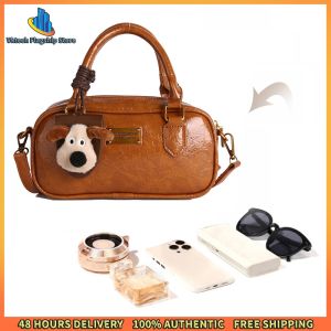 Vktech Women Girls Durable PU Leather Bowling Bag with Adjustable Strap for Travel Sports and Daily Activities