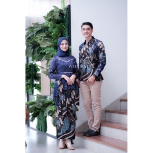 (include rok hijab dan selendang)Baju Pesta Kekinianbaju couple batik/baju batik couple pasangan/batik couple pasangan/kebaya couple pasangan terbaru /baju couple pasangan terbaru ALEENA NAVY