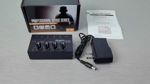 Local HA400 4-Channel Amplifier Compact Stereo Headphone Amplifier with US/EU Plug Adapter