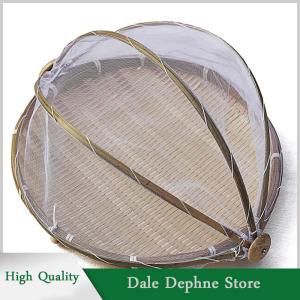 [Dale Dephne] Food Net Cover Storage Basket Hand-Woven Tent Basket Tray Fruit Vegetable Bread Basket Simple Atmosphere Picnic Mesh Basket
