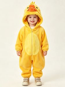 Umorden Baby Yellow Duck Costume Cosplay Kigurumi Cartoon Animal Rompers Infant Toddler Jumpsuit Flannel Halloween Fancy Dress2026