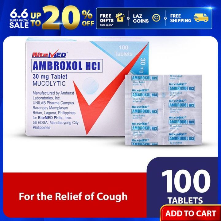 Unilab - RiteMED Ambroxol 30mg 100 Tablets (Cough Relief)