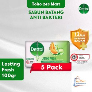Paket Hemat - Dettol Sabun Batang Anti Bakteri Lasting Fresh 100 gr (5 Pcs)