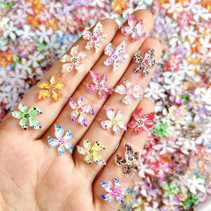 20PCS 3D Hibiscus Flower Nail Charms Colorful Resin Unique Style Nail Decoration for Stylish Summer Nail Art and
