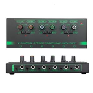 4/6 Channel Stereo Headphone Amplifier 4 x3.5mm4x 6.35mm Port Output Metal Stereo Amplifier Multiple Output