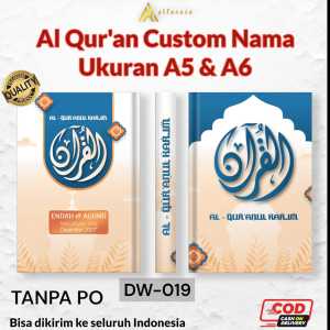 Alfareza - Al Quran Custom DW-007 Nama Ukuran A5 / A6 | Quran Terjemahan Perkata Bisa Tulis Nama | Alquran Cover Custom Nama