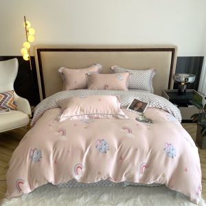 Bộ chăn ga gối lụa chất liệu 100%Tencel 60s Họa tiết Cừu xinh phiên bản in 2 mặt chất liệu siêu mềm mát mịn đủ size