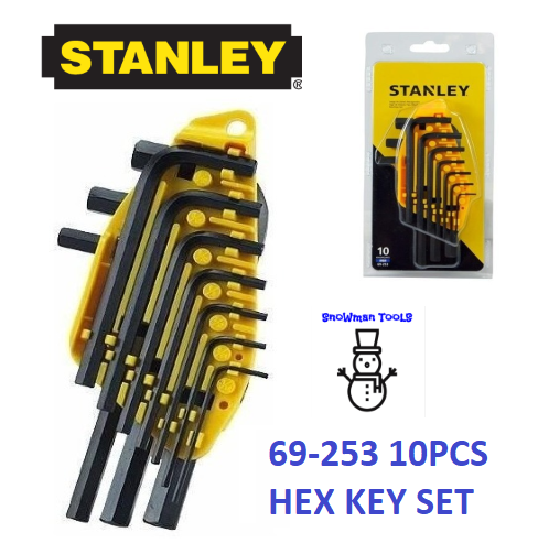 【Clé】 STANLEY 69-253 10PCS HEX ALLEN KEY SHORT BLACK ALLEN KEYS HEX