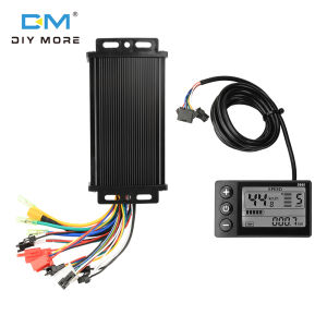 diymore 36V 48V 64V 30A Black Gold Sine Wave Brushless Motor Controller 750-1500W Tri-Mode Driver SM Connector Instrumentation Electric Bike S866