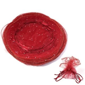 WAPKTY 10Pcs Mesh Organza Drawstring Bag 26CM Round Shape Gift Bags Tulle Fabric Drawstring Jewelry Bags Wedding Christmas Candy Gift Bags Jewelry Storage Organizer