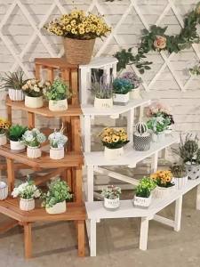 Plant Stand Flower Pot Rack Flowerpot Stand Flower Rack Outdoor Antiseptic Wood Corner Triangle Storage Rack Flower Plant Stand Shelf
