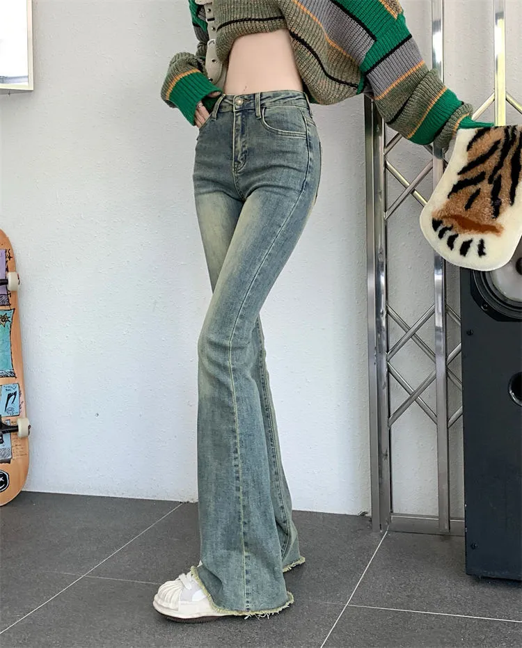Vintage High Waist Flare Jeans For Women Stretchy, Fashionable, And Retro  Streetwear Flared Trousers Women Y2K From Zhao03, $21.42