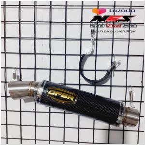 Knalpot OPBR Racing / Tabung Silencer saja / Muffler sarangan full Black Karbon inlet 50 Motorcycle