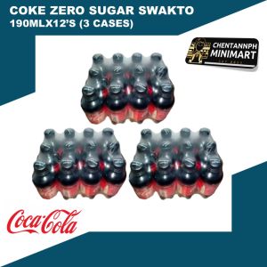 (3 CASES) Coca-Cola ZERO Swakto NO Sugar Softdrinks Beverages Soda Cola 190 ml x 36 bottles