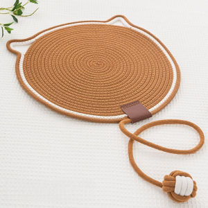 Cat Scratcher Mat Natural Cotton Rope Cat Scratch Pad with Ball Toy Protecting Furniture Cat Scratcher Pad Foldable Furniture Protector
