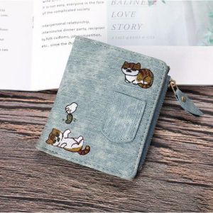 DOMPET WANITA LIPAT KULIT KUCING FELICIA IMPORT MURAH  MOTIF WA033B2  DENIM C18219 KOREA DOMPET WANITA JAKARTA