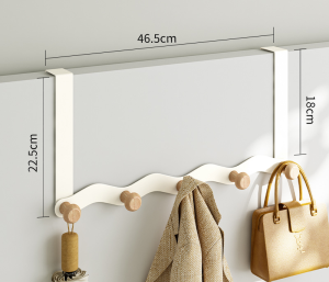 Móc treo đồ sau cửa móc treo decor thông minh chất liệu sắt sơn tĩnh điện nút gỗ  - GM179