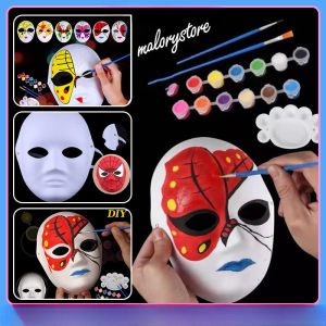 Cartoon Paper Mask DIY White Halloween Opera Mask Childrens Painting Mask Makeup Ball Party