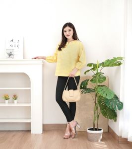 YohenShop Blouse Wanita Kotak-Kotak Zuna/ Atasan Wanita / Bahan Poli Yanded / Size XL-XXL