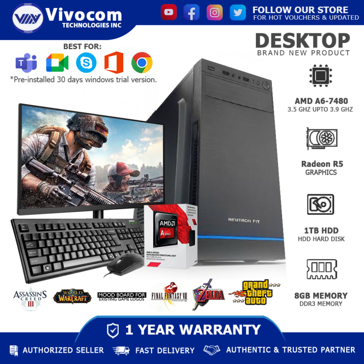 AMD%20A6-7480%20Dual-Core/%208GB%20DDR3%20Memory%20/%201TB%20HDD%20/%2018.5%20LED%20MONITOR%20Computer%20Gaming%20Package%20-%20Image%202