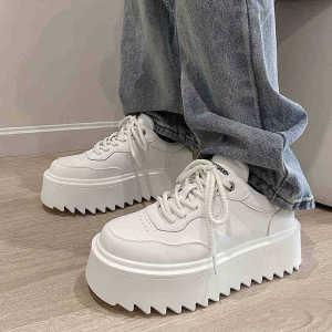 High Quality Mens Sneakers Internal Height Increase Mens Vulcanized Shoes Fashion Lace Up Platform Shoes PU Leather Men Shoes