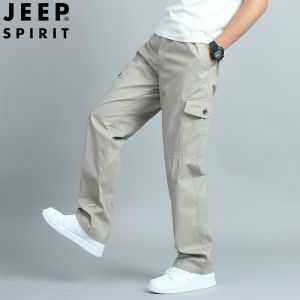 JEEP SPIRIT Mens Pants New Oversized Cargo Pants Loose Straight Leg Mens Multi Pocket Pants Mens Pure Cotton Thin Casual Pants