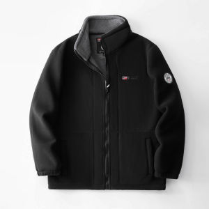 IELGY fleece-lined Thickened Double-Sided Fleece Jacket Mens Autumn and Winter Warm Casual Loose plus size Jacket