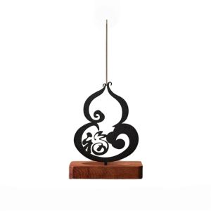 ZSDN MALL Lọ đốt trầm hình quả bầu Giá đỡ nhang đuổi muỗi Chữ FU và những từ may mắn Thiết kế chống tro Giá đỡ nhang Sáng tạo Đồ trang trí bàn làm việc Giá đỡ nhang hình quả bầu Thiền định