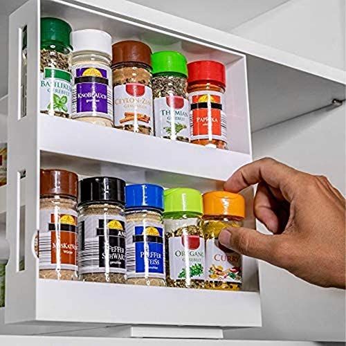 Kitchen Spice Rack Holder Pantry Storage Rotating Kitchen Organizing Holder  Storage Rack Cabinet Revolving Counter-top 12-Jar Revolving Spice Double