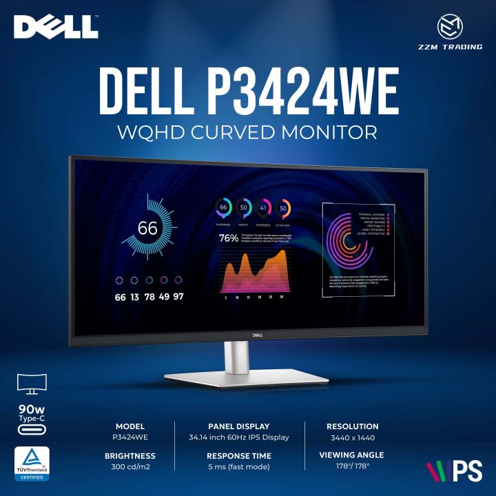 PRE ORDER DELL P3424WE WQHD CURVED MONITOR 34.14 inch 3440 x1440 60HZ ...