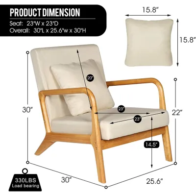 Ready Stock🔥Solid wood chair dining Wooden Arm Chair single sofa chair living room home leisure chair kerusi rehat/休閑椅