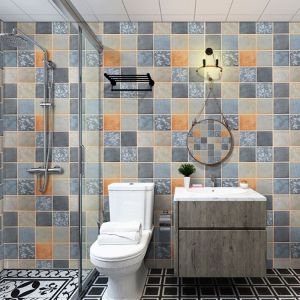 Wallpaper Lantai Tahan Air Bahan Tebal Dilengkapi Perekat Diri Toilet Tahan Air Stiker Lantai Motif KISI VINTAGE - COD
