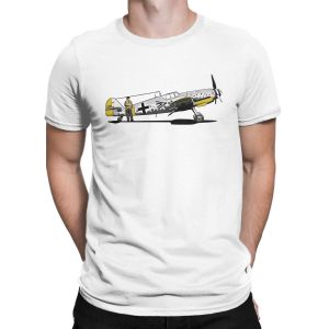 Funny Messerschmitt BF 109 T-Shirt for Men Cotton T Shirts Fighter Plane WW2 War Pilot Aircraft Airplane Tees 4XL 5XL Clothing